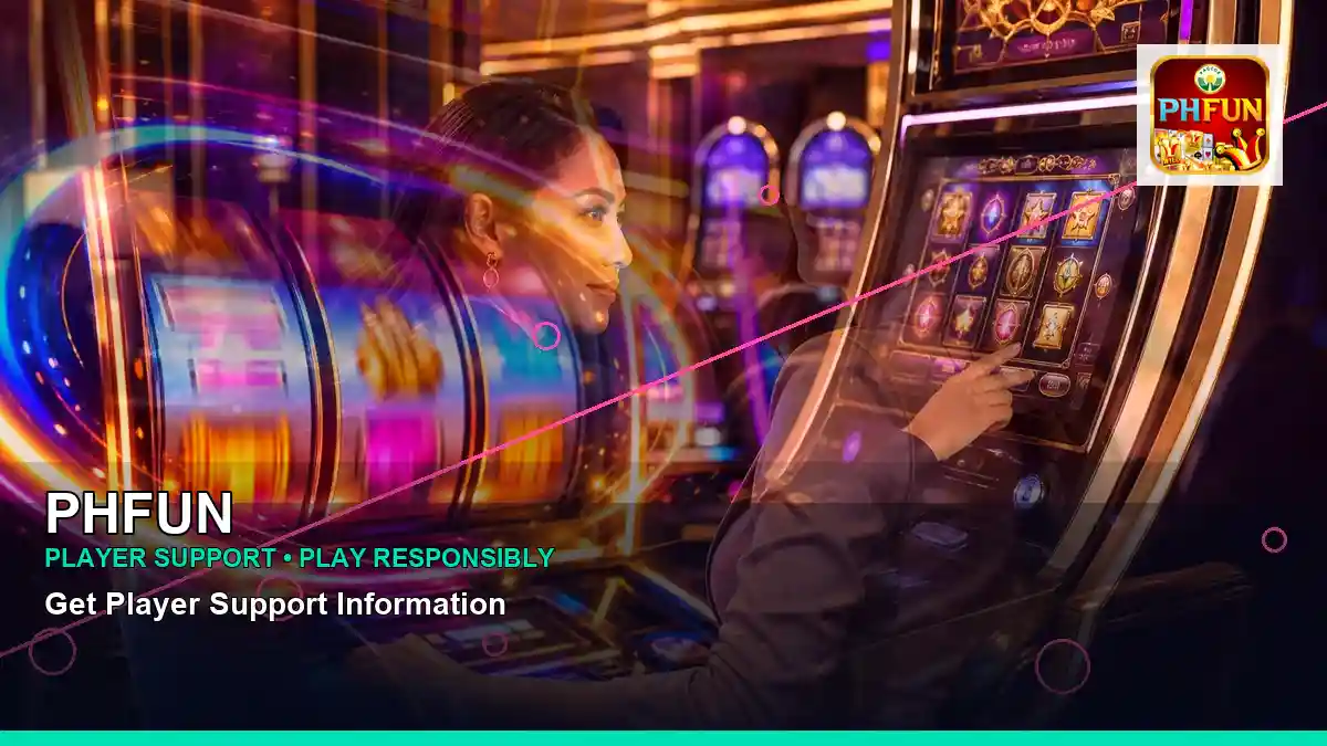 PHFUN party online slot games featuring an adult Filipina casino host with a layered collage composition